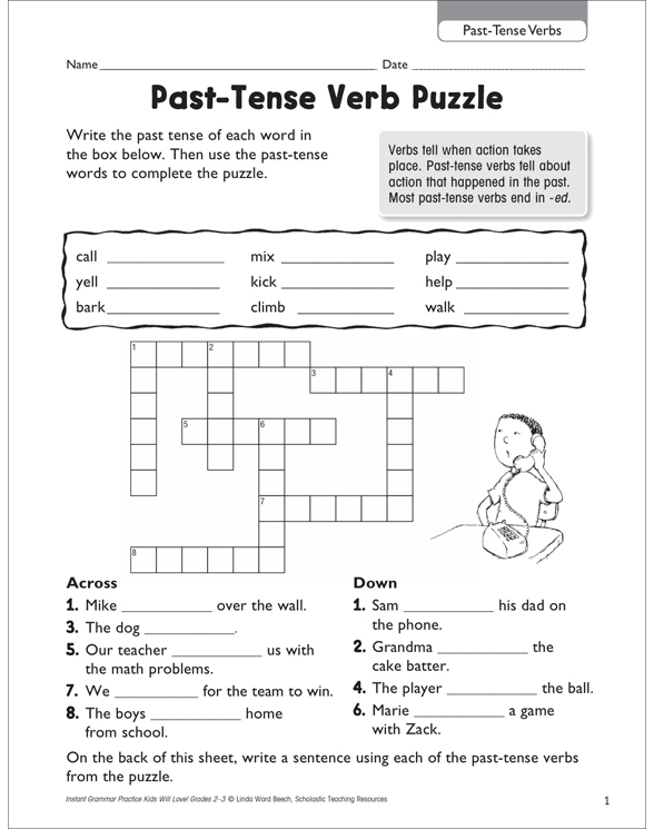 PastTense Verb Puzzle (PastTense Verbs) Printable Skills Sheets and