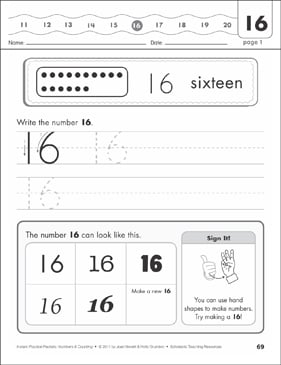 the number nineteen 19 numbers counting practice packet printable skills sheets