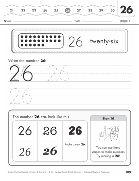 The Number Twenty-Six (26): Numbers & Counting Practice Packet | Printable  Skills Sheets