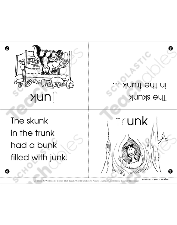 The Skunk unk Word Family Printable Mini Books