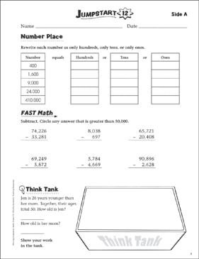 Independent Practice: Grade 4 Math Jumpstart 17 | Printable ...