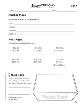 Independent Practice: Grade 4 Math Jumpstart 17 | Printable ...