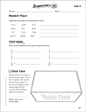 Independent Practice: Grade 4 Math Jumpstart 17 | Printable ...