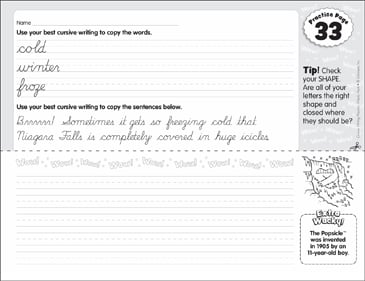 Cursive Practice 33 Wacky Facts Printable Skills Sheets