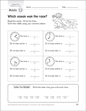 Elapsed Time: 20-, 10-, 5-Minute Increments: Telling Time ...