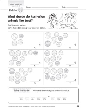 Mixed Practice, Values to $1.00: Money Math Riddles ...