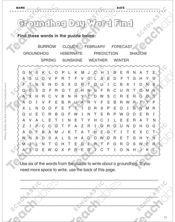 Groundhog Day Ideas And Activities Printable Lesson Plans And Ideas Games And Puzzles