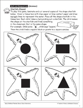 starfish shapes game ocean math activity printable lesson plans and ideas games and puzzles