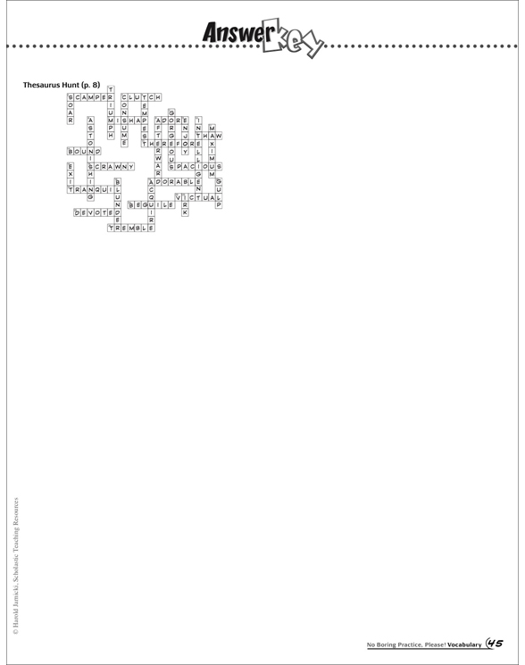 Thesaurus Hunt Printable Skills Sheets and Crossword Puzzles