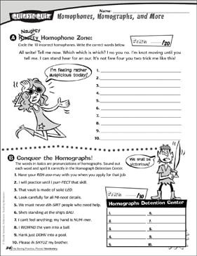 home in on homographs printable skills sheets crossword puzzles