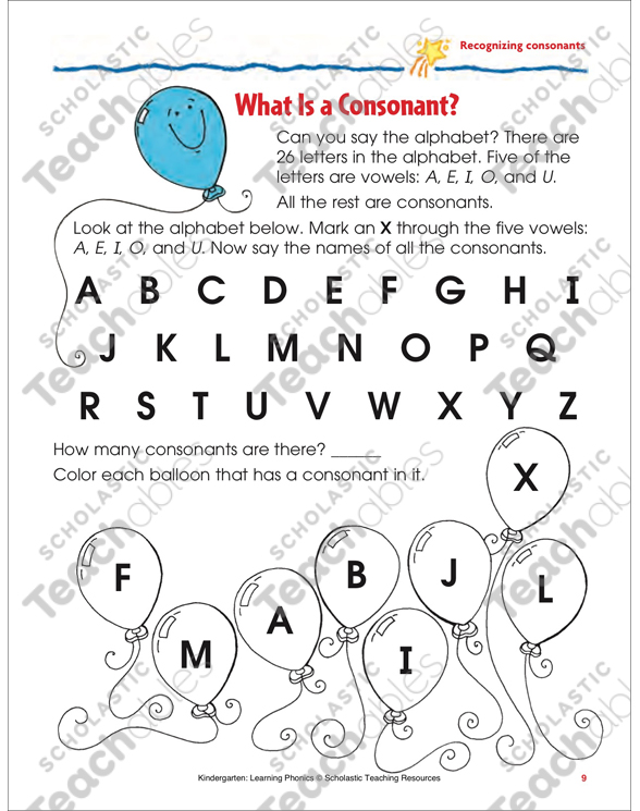 What Is a Consonant? (Color) | Printable Skills Sheets