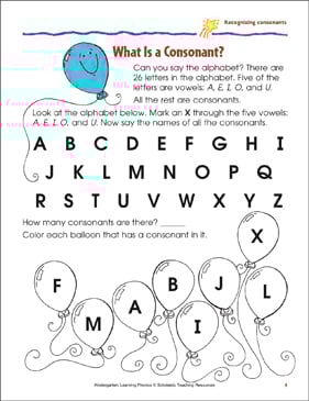 What Is a Consonant Color Printable Skills Sheets