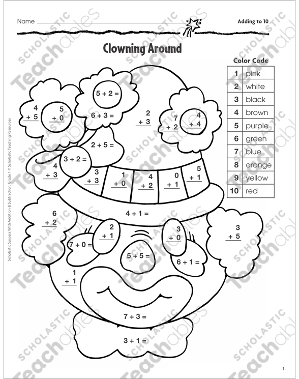 Clowning Around (Adding to 10) | Printable Skills Sheets