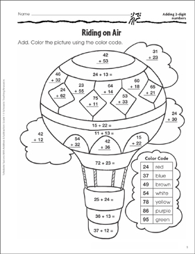 riding on air adding 2 digit numbers printable skills sheets