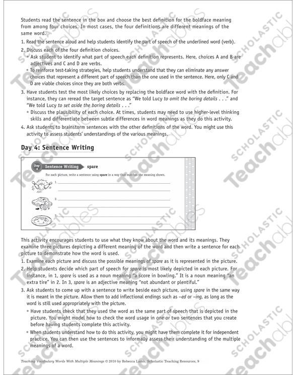 Crash Multiple Meaning Word Printable Lesson Plans, Ideas and Skills