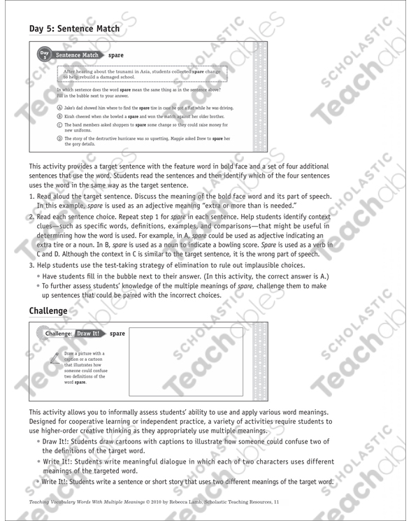 Crash Multiple Meaning Word Printable Lesson Plans, Ideas and Skills