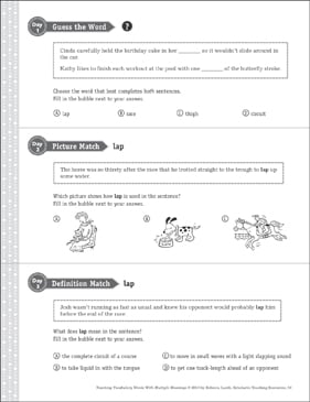 Lap Multiple Meaning Word Printable Lesson Plans And Ideas Skills Sheets