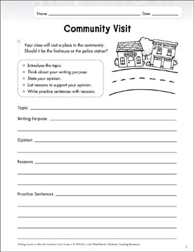 community visit opinion writing lesson printable skills sheets assessment tools