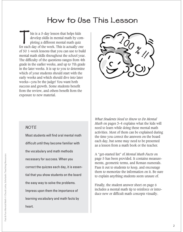 Fast & Fun Mental Math: Week 4 Questions | Printable Lesson Plans ...