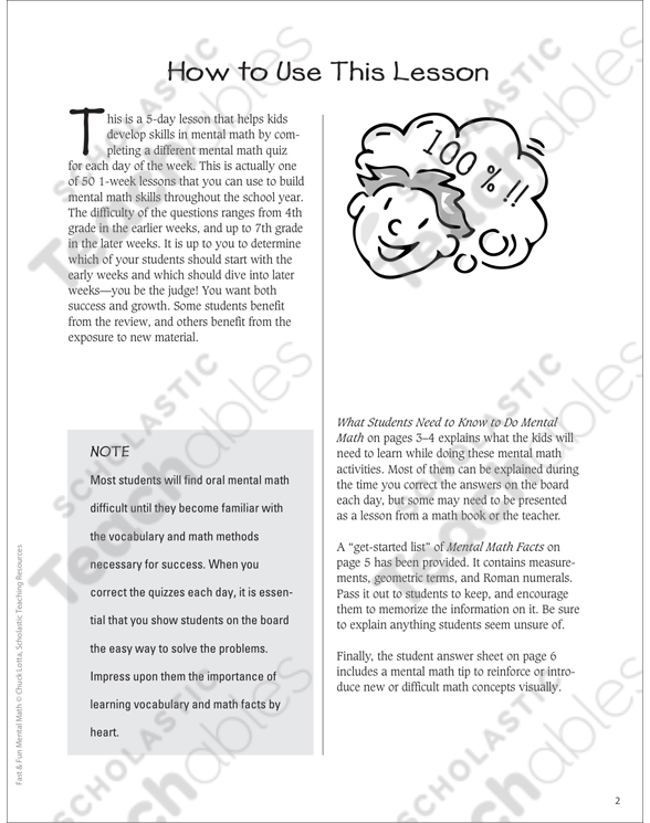 Fast & Fun Mental Math: Week 11 Questions | Printable Lesson Plans ...