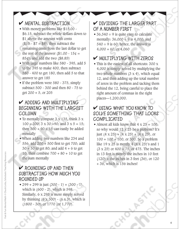 Fast & Fun Mental Math: Week 11 Questions | Printable Lesson Plans ...