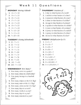 Fast & Fun Mental Math: Week 11 Questions | Printable Lesson Plans ...