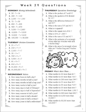 Fast & Fun Mental Math: Week 24 Questions | Printable Lesson ...
