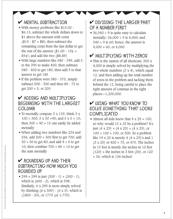Fast & Fun Mental Math: Week 36 Questions | Printable Lesson Plans ...