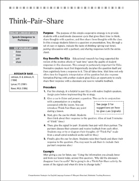 Think–Pair–Share: Cooperative Strategies for ELLs | Printable Lesson