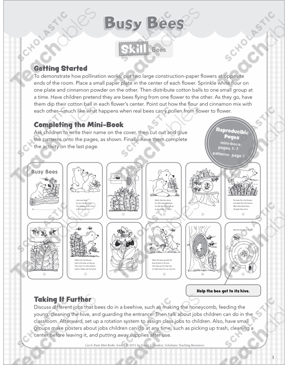 Busy Bees | Printable Mini-Books, Cut and Pastes