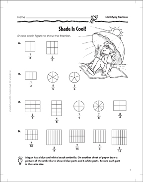 Shade Is Cool! (Identifying Fractions) | Printable Skills Sheets