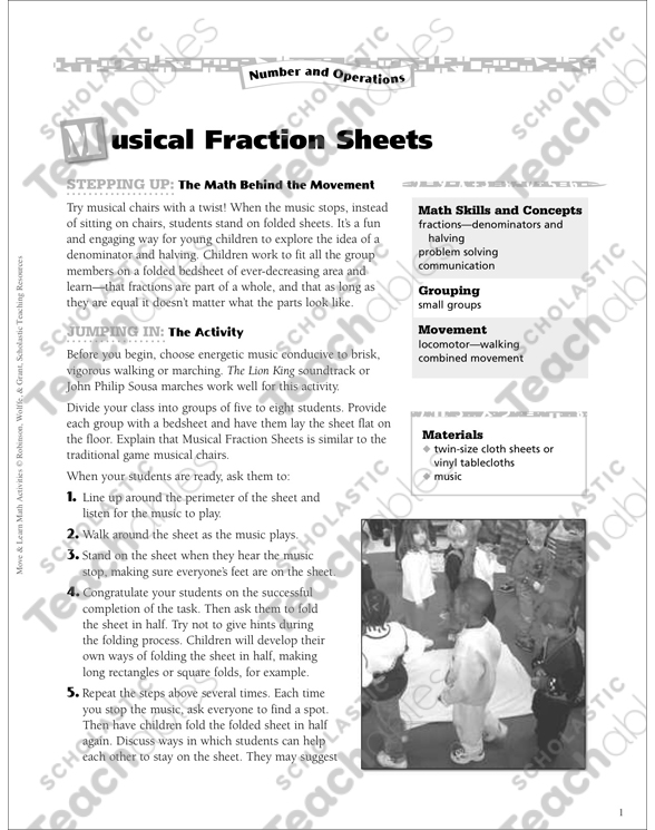 Musical Fraction Sheets: A Move & Learn Math Activity ...