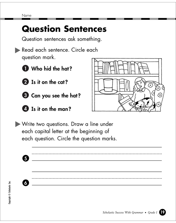 Question Sentences Printable Skills Sheets