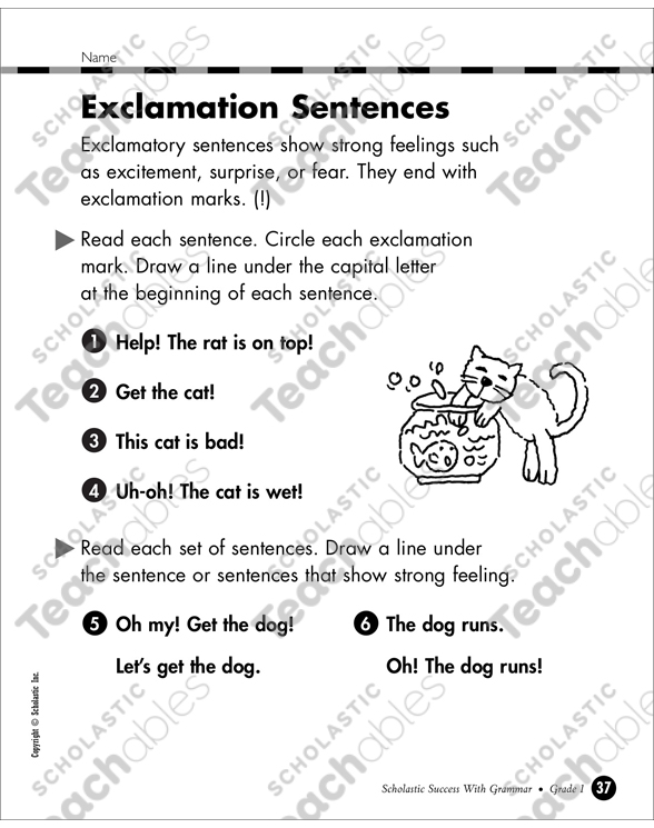Exclamation Sentences | Printable Skills Sheets