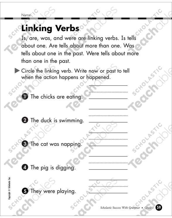 linking verbs grade 1 printable skills sheets