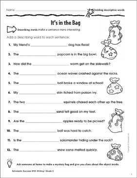 descriptive writing rubrics printable worksheets activities for any grade