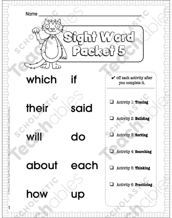Sight Word Packet 5 (Activities & Assessment) | Printable Skills