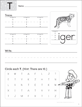 Uppercase T Write N Seek Practice Page Printable Word Searches Lesson Plans And Ideas