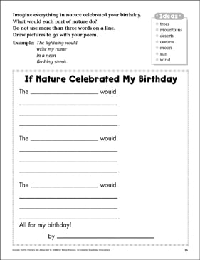 If Nature Celebrated My Birthday: All About Me Poetry Frame