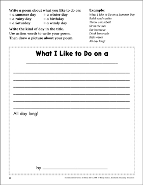 If I Could See Into the Future: All About Me Poetry Frame | Printable  Graphic Organizers, Skills Sheets