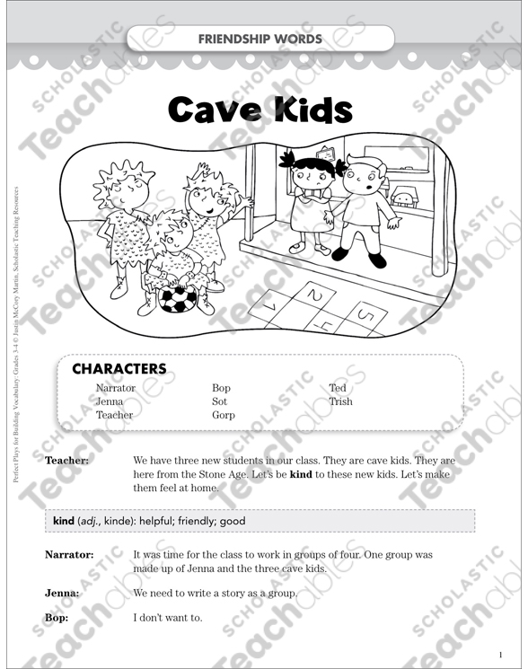 Cave Kids VocabularyBuilding Play Printable Texts and Skills Sheets