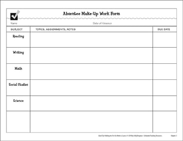 Absentee Make Up Work Form Printable Forms And Record Sheets