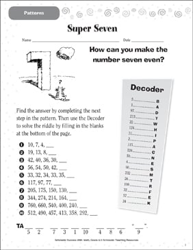 Super Seven Patterns Printable Skills Sheets Number Puzzles