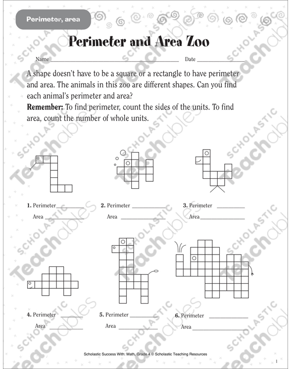 Perimeter and Area Zoo (Perimeter and Area) | Printable ...