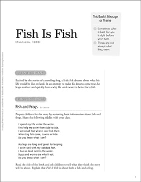 Teaching With Fish Is Fish  Printable Lesson Plans and Ideas, Skills Sheets