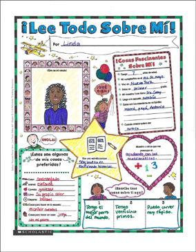 Read All About Me: Fill-in Poster Page (Spanish) | Printable Graphic  Organizers, Skills Sheets