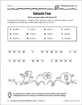 Fantastic Four Multiplication Facts—4s