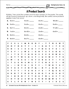 a product search multiplication facts 8s printable skills sheets word searches
