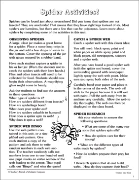 Spider Activities | Printable Arts and Crafts, Lesson Plans ...