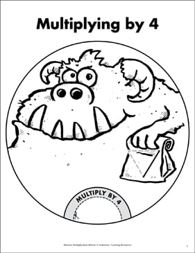 Multiplying by 4: Monster Math Wheel and Quiz | Printable ...